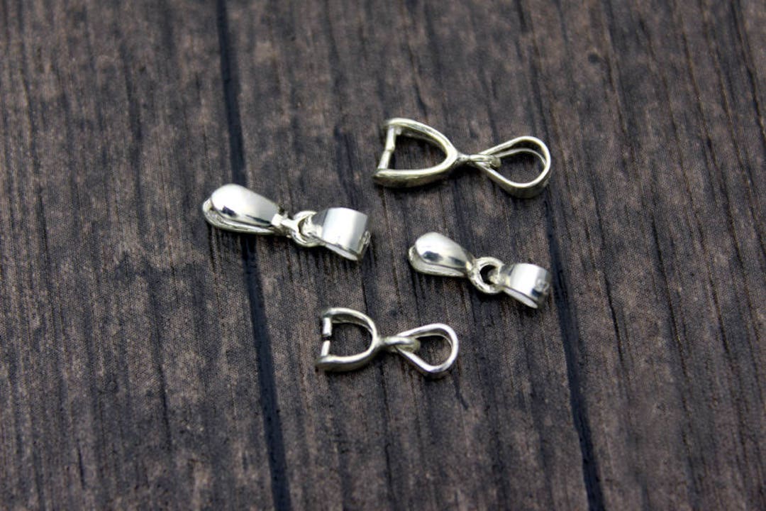 4 Sterling Silver Pinch Bail Pendant Clasp,bail Connector,pendant Clasp ...
