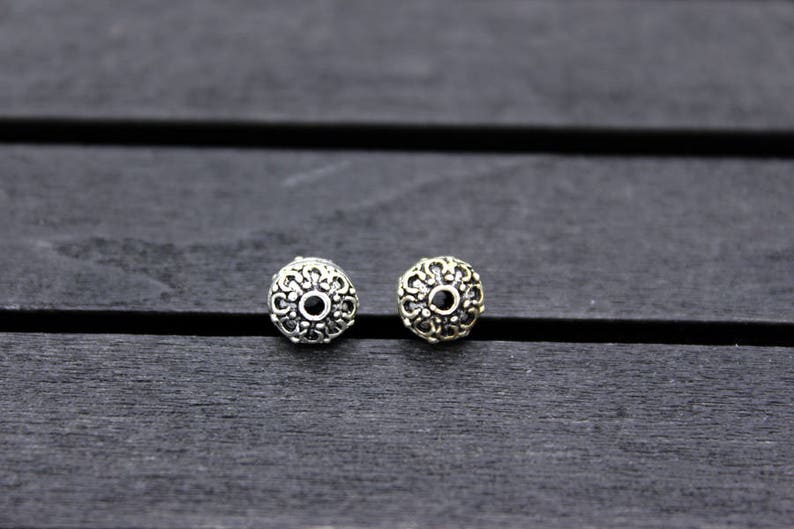 2 Sterling Silver Rondelle Beads,7mm Sterling Silver Spacer Beads,Flat Round Beads,Silver Beads Spacer,Wheel Beads image 3