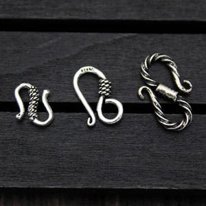 2 Sterling Silver S Hook Clasps,Sterling Silver Hook Clasp,Silver Clasp Connector,Hook Clasp,S Clasp,Necklace Clasp,Connector Clasp image 3