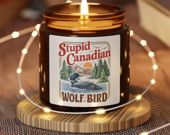 Stupid Canadian Wolf Bird Candle | Amber Jar Soy Candle. Heated Rivalry, Shane Hollander, Ilya Rozanov