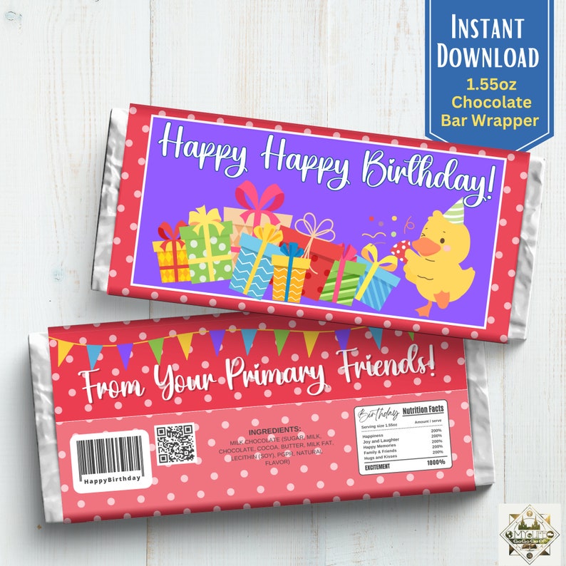 Pb Wrapper LDS Primary Candy Bar Wrapper, Happy Happy Birthday, Digital Download ...