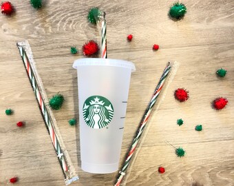 Paper Drinking Straws Christmas Foil Green Red & Candycane Reusable 8” 36 Pack 