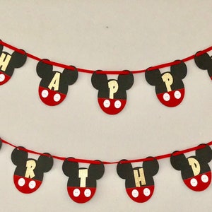 Mickey Mouse inspired happy birthday banner