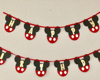 Mickey Mouse inspired happy birthday banner