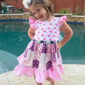 Flamingo patch dress