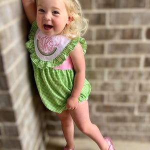 Watermelon bubble/monogrammed and embroidered bubble/summer bubble