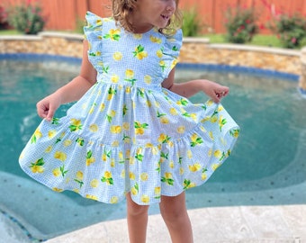 Lemon flutter dress/summer dress/party dress
