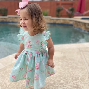 Pastel Blue Floral Dress/party Dress/easter Dress Can Ship Quickly - Etsy