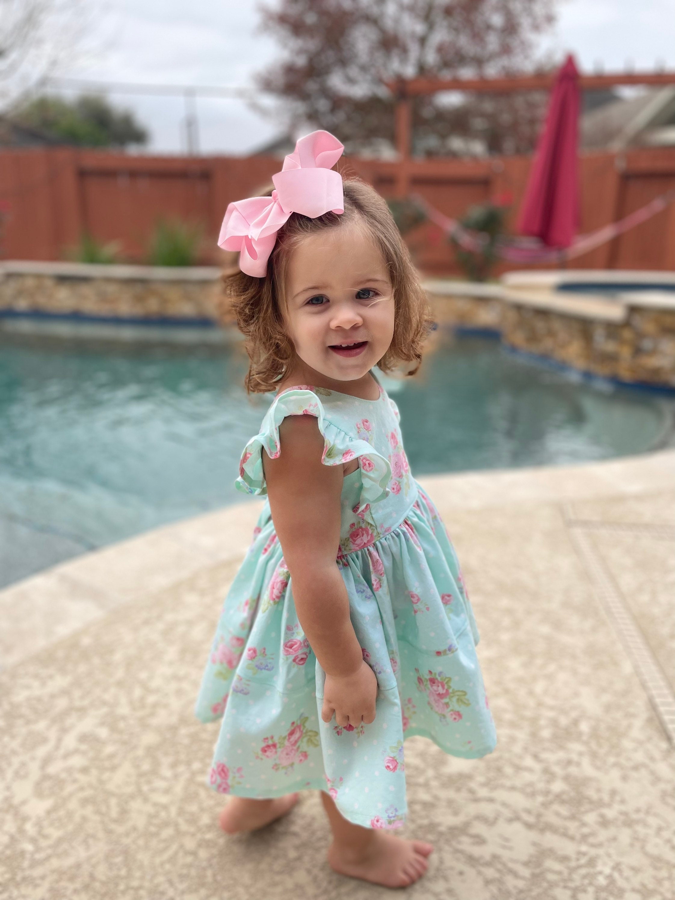 Pastel Blue Floral Dress/party Dress/easter Dress/romper Etsy