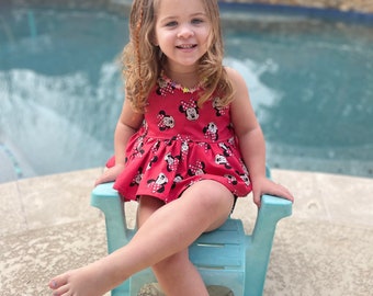 Minnie Mouse skirted romper
