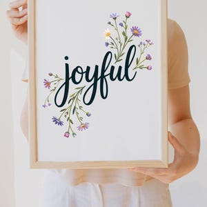 Plantilla de letras alegres, palabras de afirmación para ánimo, letras de pincel, citas bíblicas cristianas, frases imprimibles en formato Svg.