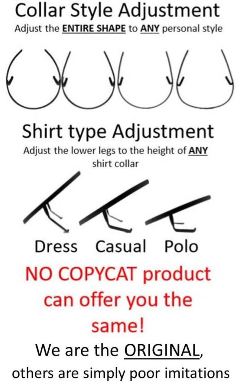 THE ORIGINAL Adjustable Shirt Collar Support. Collar Stays and Plackets NOT Flimsy plastic like Copycats. image 3
