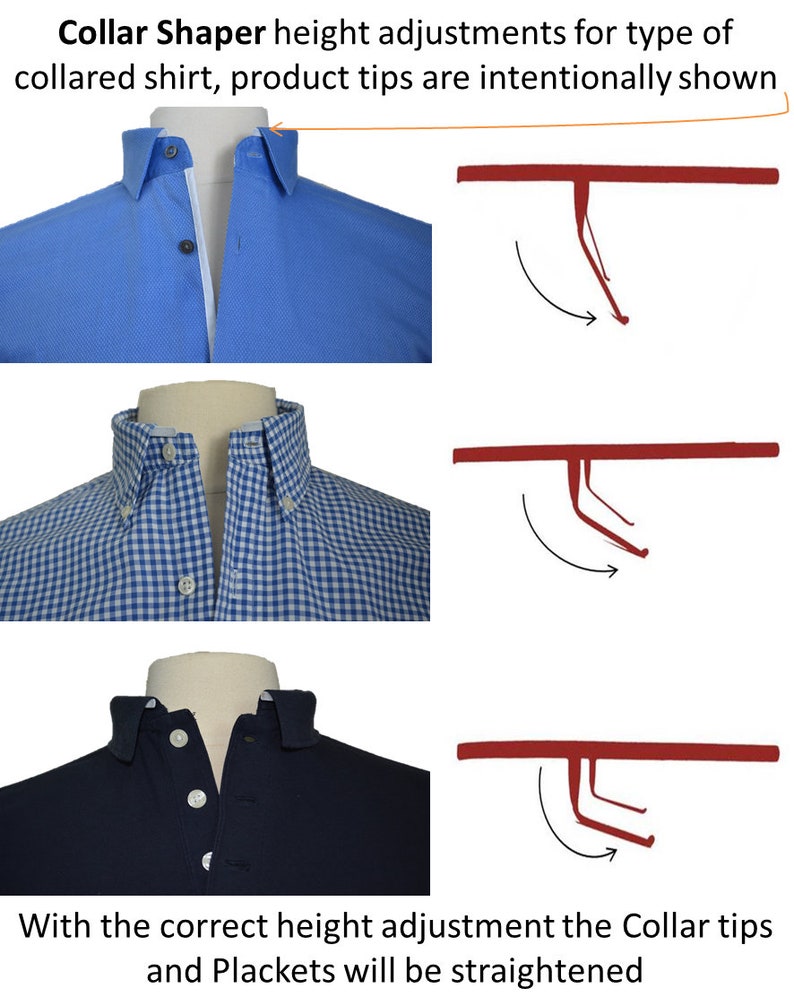 THE ORIGINAL Adjustable Shirt Collar Support. Collar Stays and Plackets NOT Flimsy plastic like Copycats. image 4