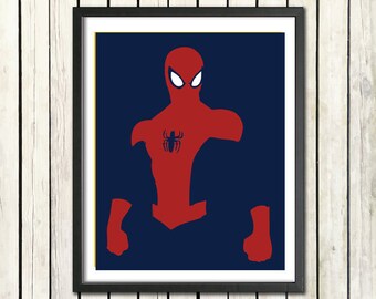 Spiderman Large  2-D 8x10 or 5x7 Digital Download Minimalist Art Flat Design