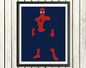 Spiderman 2-D 8x10 or 5x7 Digital Download Minimalist Art Flat Design