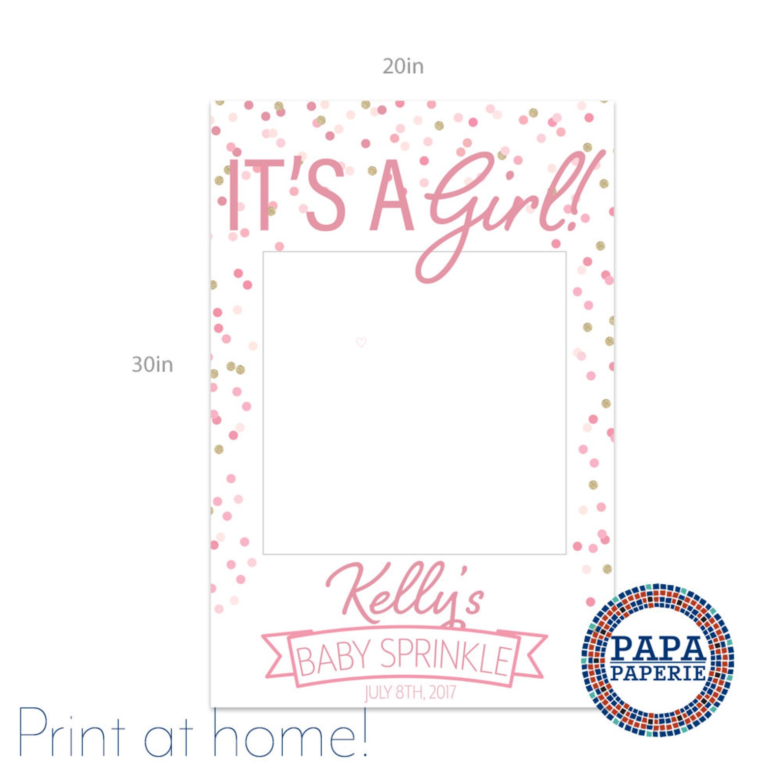 Customized Baby Shower Picture Frame Sign 20in X 30in Digital Download