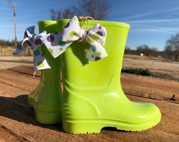 lime green rain boots