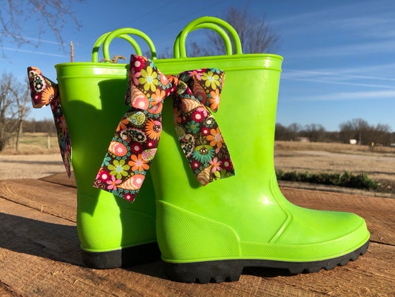 lime green rain boots