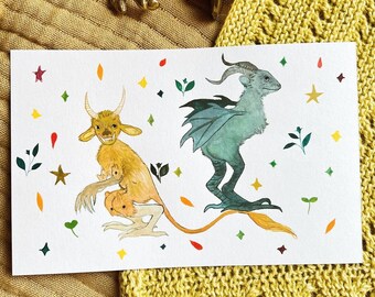 Medieval Demons Watercolor Painting