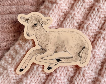 Baby Sheep Lamb Vinyl Sticker - Peach Lamb Decal