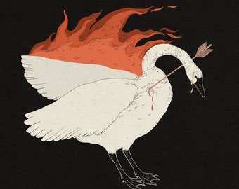 The Lovers - Black Swan, White Swan, Art Print Small Gift