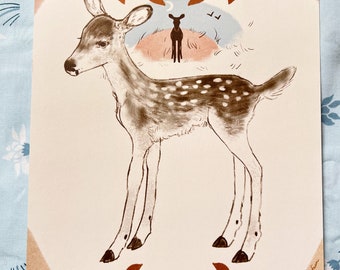 My Mother Waits For Me - Digital Art Print Fawn Baby Deer