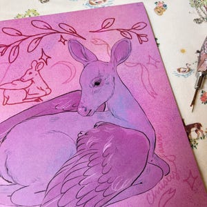 Peryton Angel, Deer Art Print