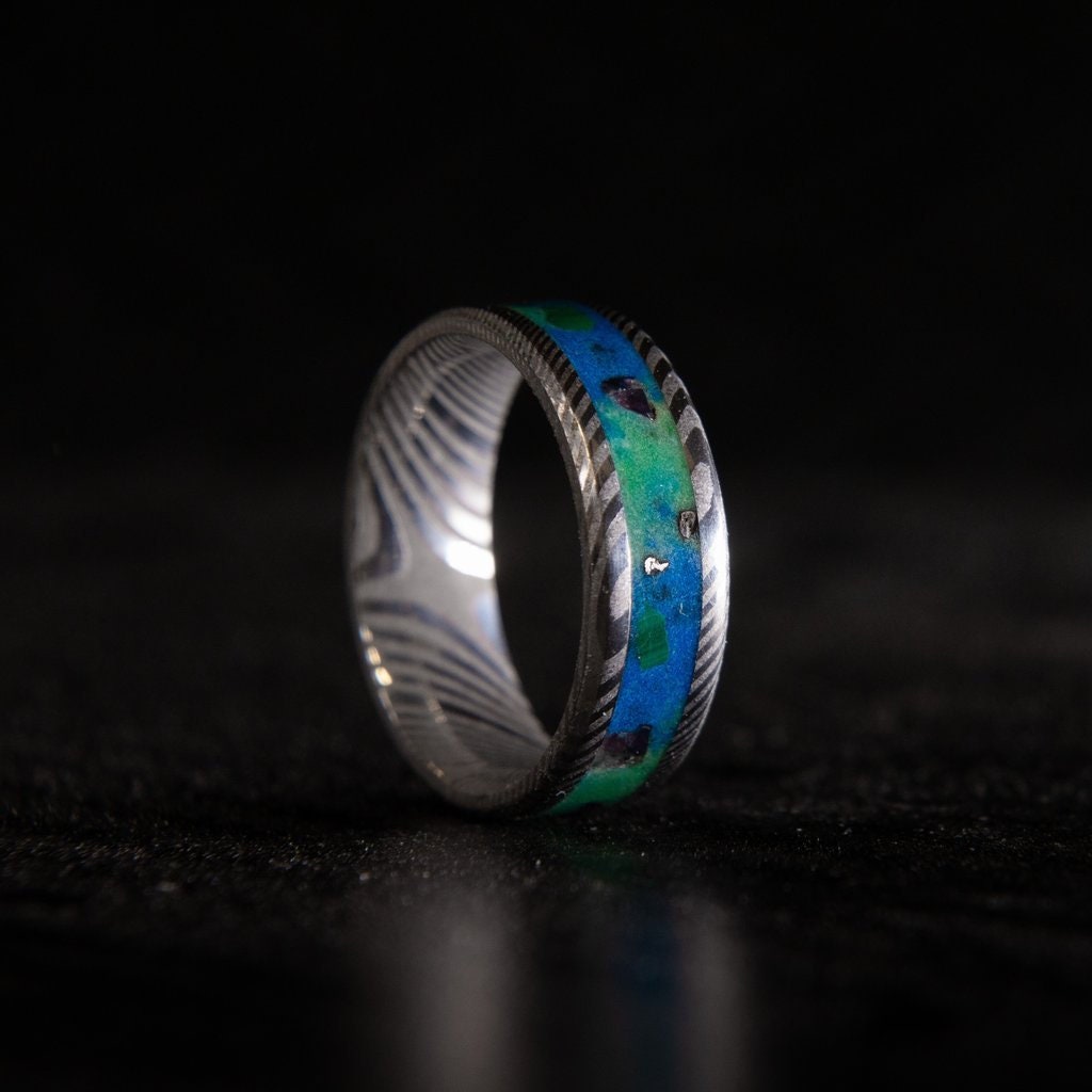 Twisted damascus glowstone sale ring