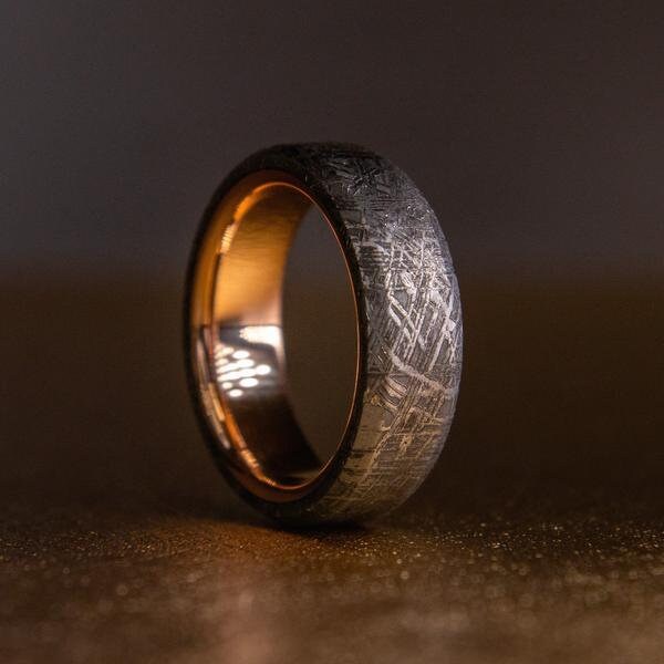 Gold and meteorite wedding best sale band
