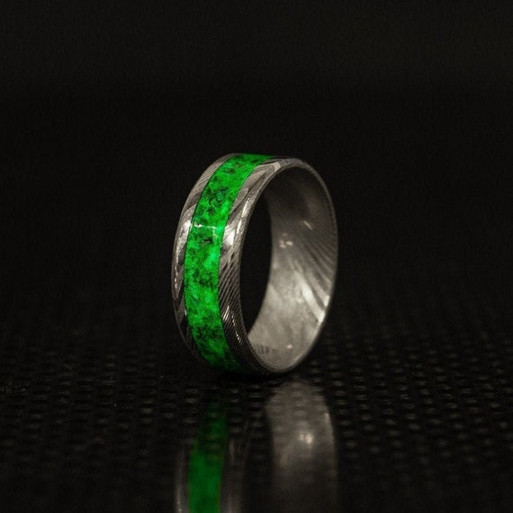 ZECHARIAH | Men's Zirconium Wedding Ring | Damascus Steel Overlay | 8m - TCR