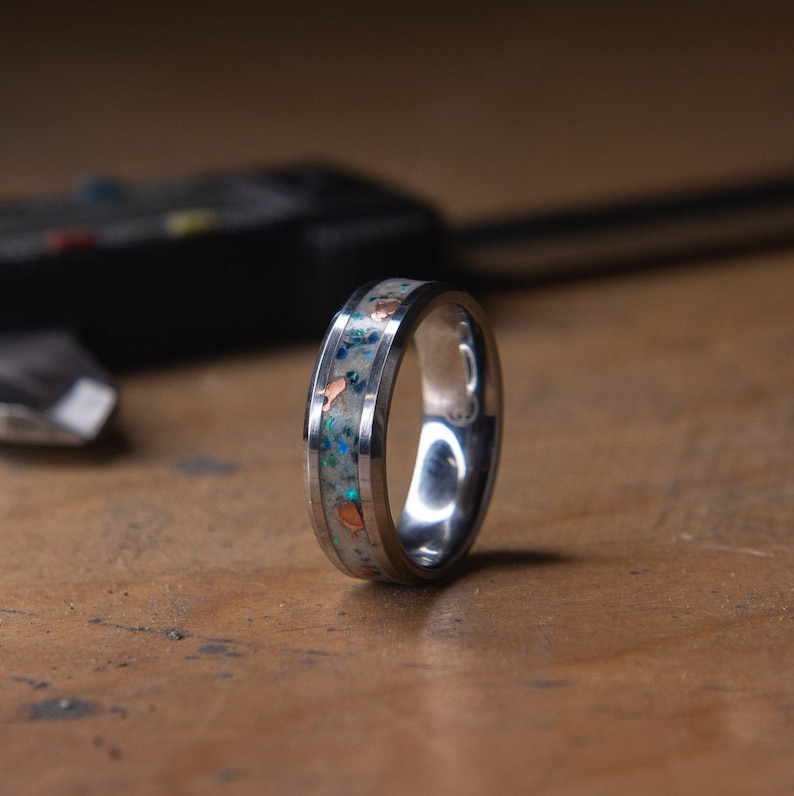 Diamond Tungsten Glow Ring Glow in the Dark Copper Ring Opal Etsy