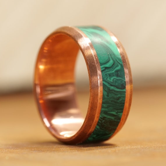 Buy Copper and Malachite Ring Mens Wedding Band Malachite