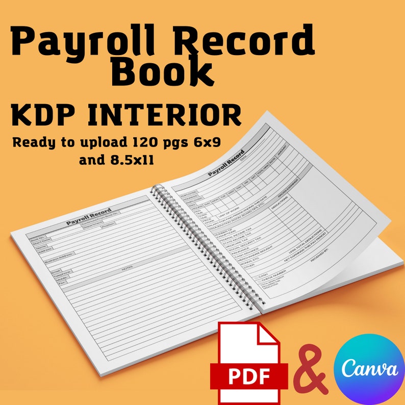 Payroll Record Book Payroll Log Book Payroll Accounting Bookkeeping Book KDP Interior 6x9 & 8