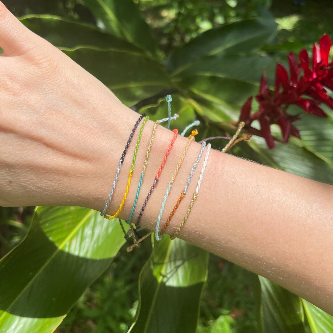 Simple String Surf Bracelet Surf Party Favors, Colorful Cheap Friendship Bracelets, Waxed Cord