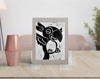 Parrot Lino Print - Home Decor - Wall Art - Gift