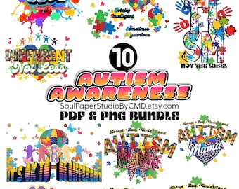 Autism Awareness PNG Bundle | Neurodiversity Shirt Designs (Digital Download, Commercial Use)