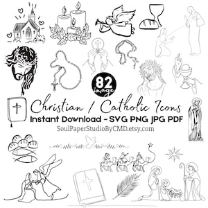 Christelijk-katholiek pictogram SVG-bundel | Op religieus geloof gebaseerde clipart (digitale download)