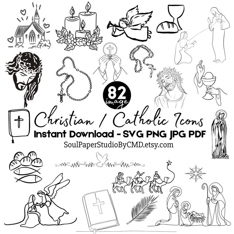 Christian Catholic Icon SVG Bundle | Religious Faith Based Clipart ...