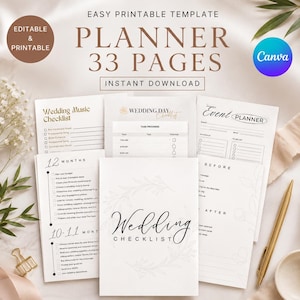 33-Page Wedding Planner Checklist: DIY Bridal Guide (PDF Download)