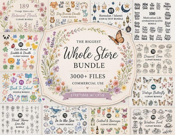 4000+ Digital Files Bundle, Whole Store Access Google Drive Link (Lifetime Access)