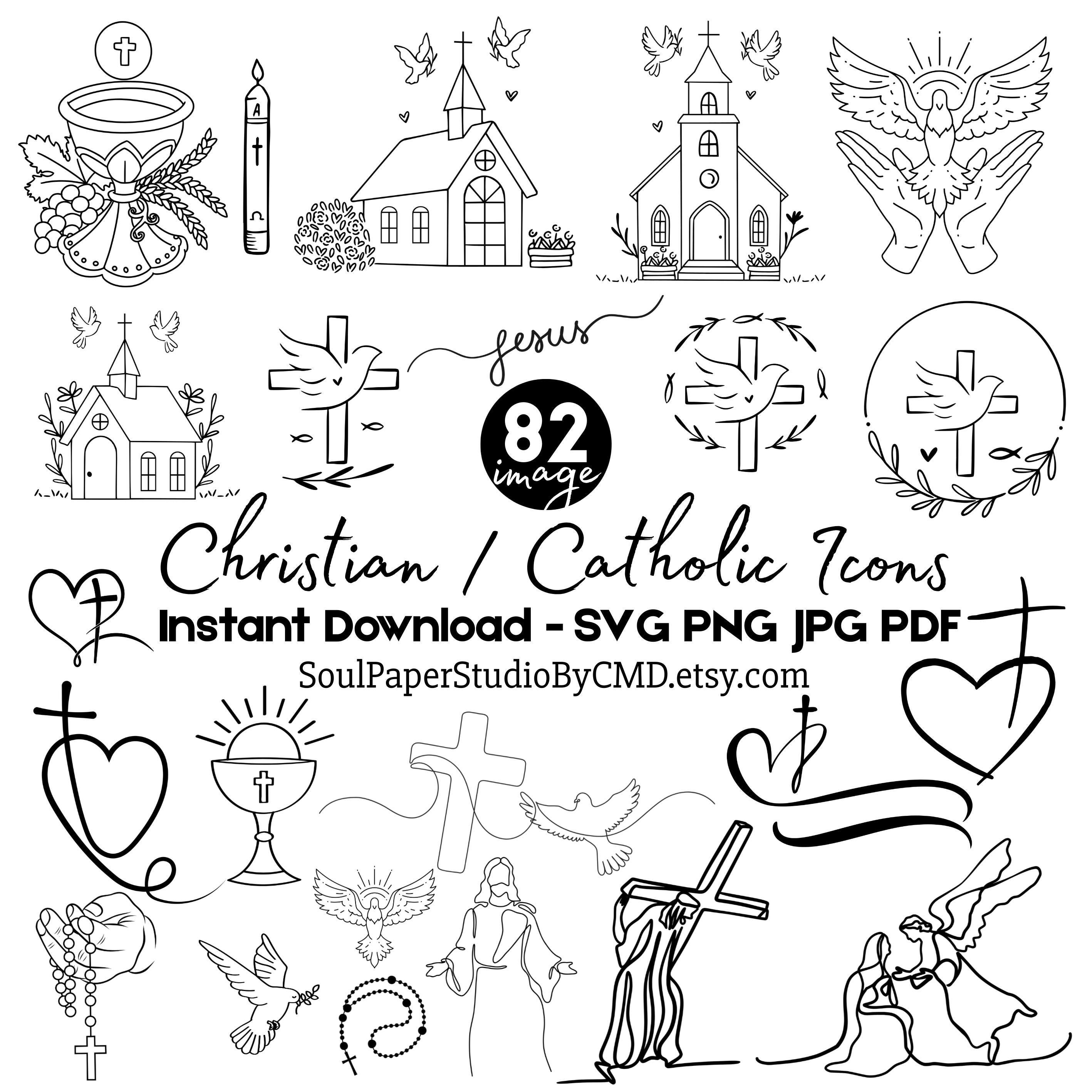 Christian Catholic Icon SVG Bundle | Religious Faith Based Clipart ...