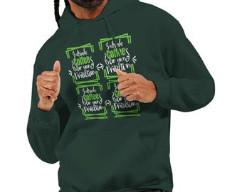 Sudadera con capucha Happy Coffee: mezcla suave, diseño creativo y capucha con doble forro.