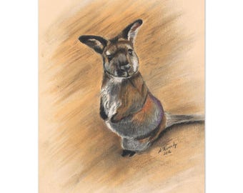 Impresión artística de canguro pastel: Póster giclée de vibrante fauna australiana