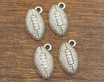 20pcs Football Charms Antique Silver Tone 10x17mm - SH15