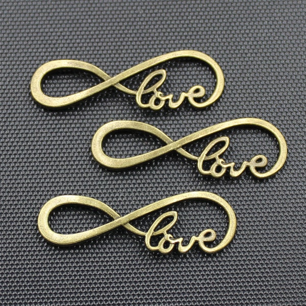 Connecteur Infinity Love 20pcs Charms Antique Bronze Tone 40x13mm - BH295