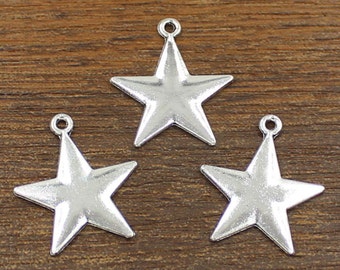 30pcs Star Charms Antiguo Plata Tono 22x23mm - SH394