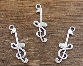 30pcs Treble Clef Charms 2 Sided Singing Charms Antique Silver - Etsy