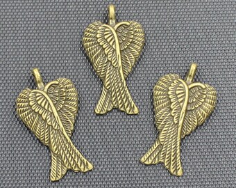 20pcs breloques ailes ange Antique Bronze ton 16x29mm - BH354