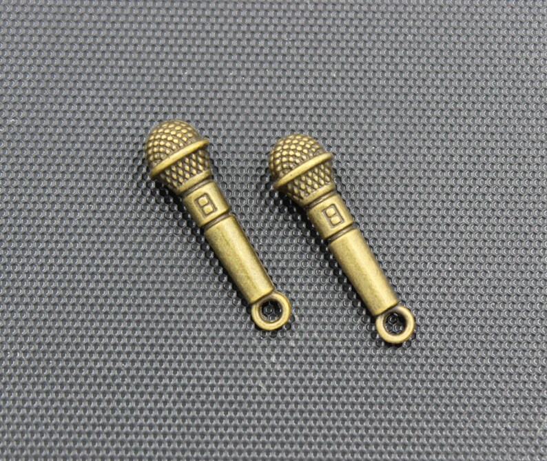 20pcs Microphone Charms Antique Bronze Tone 7x25mm BH91 Etsy