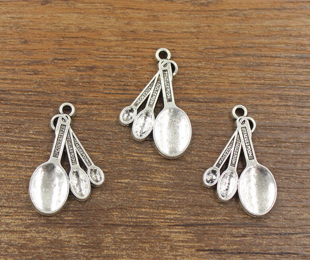 10pcs Measuring Spoons Charms Antique Silver Tone Double Side Etsy